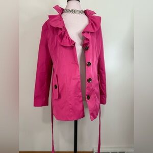 Sandro Studio Elegant Hot Pink Ruffle Women's Jacket in size large